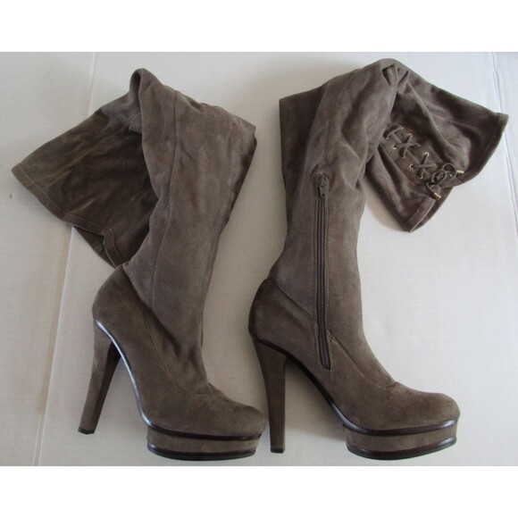 Jennifer Lopez Shoes - Jennifer Lopez JLO JLLISETTE GREY Over the Knee Faux Suede Platform Boots 9M